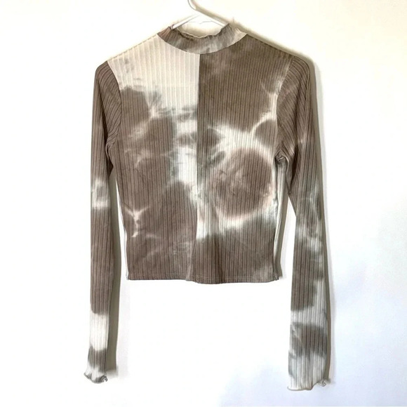 Hyfve Tie Dye Mock Neck Ribbed Crop Long Sleeve Size Small - Picture 9 of 9